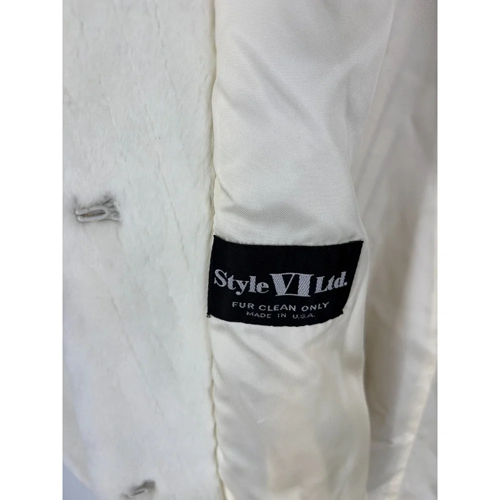 Vintage Coat Style VI Ltd Womens Size M/L White Faux Fur Mob Wife - Picture 4 of 10